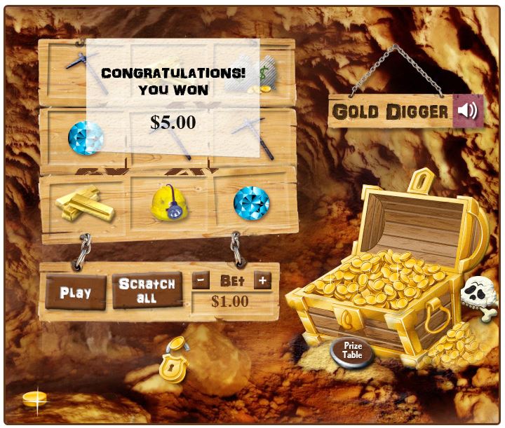 Gold Digger- Online Scratch Games - playbitcoingames.com