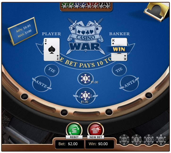 Casino War in-game image on PlayBitcoinGames.com