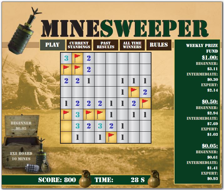 Mine Sweeper in-game image on PlayBitcoinGames.com