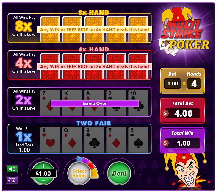 Multistrike Poker in-game image on PlayBitcoinGames.com