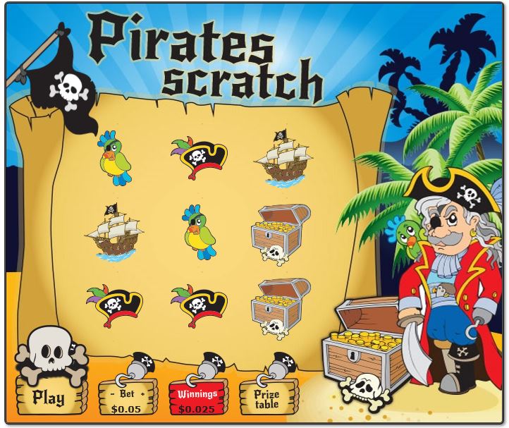 Pirate Scratch in-game image on PlayBitcoinGames.com
