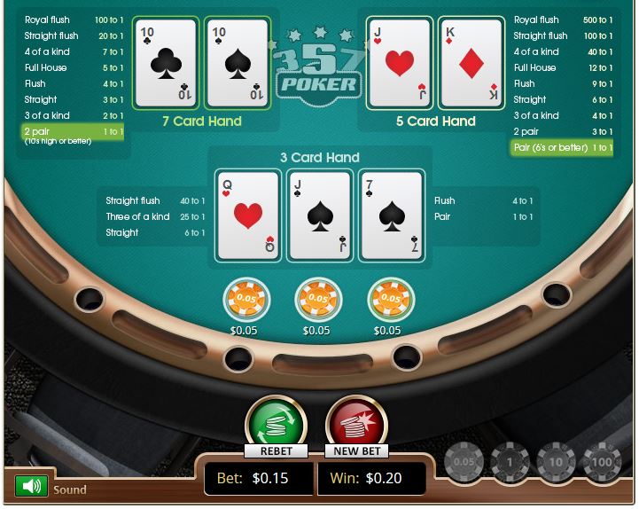 3-5-7 Poker in-game image on PlayBitcoinGames.com